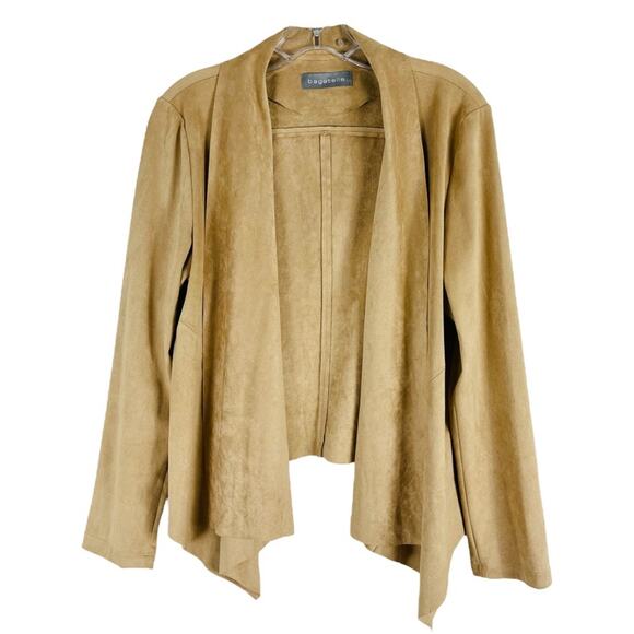 Bagatelle tan faux suede open waterfall lightweight preppy office jacket large - Picture 1 of 6